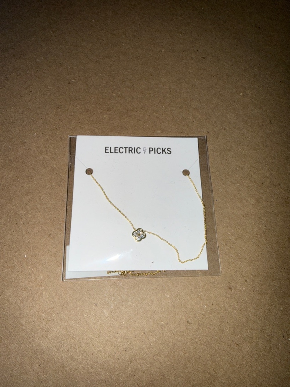 Electric Picks Gold Clover Pendant Necklace